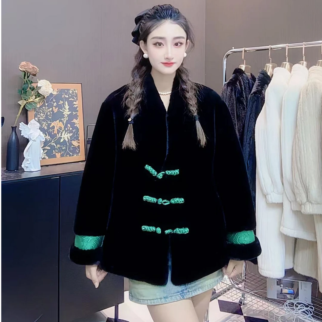 2024新款国风新中式盘扣款式毛毛短款外套097