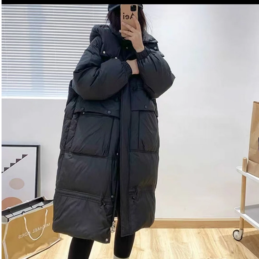 【露儿一厂】5053时尚女装高档女秋冬季新立领中长款棉衣连帽外套