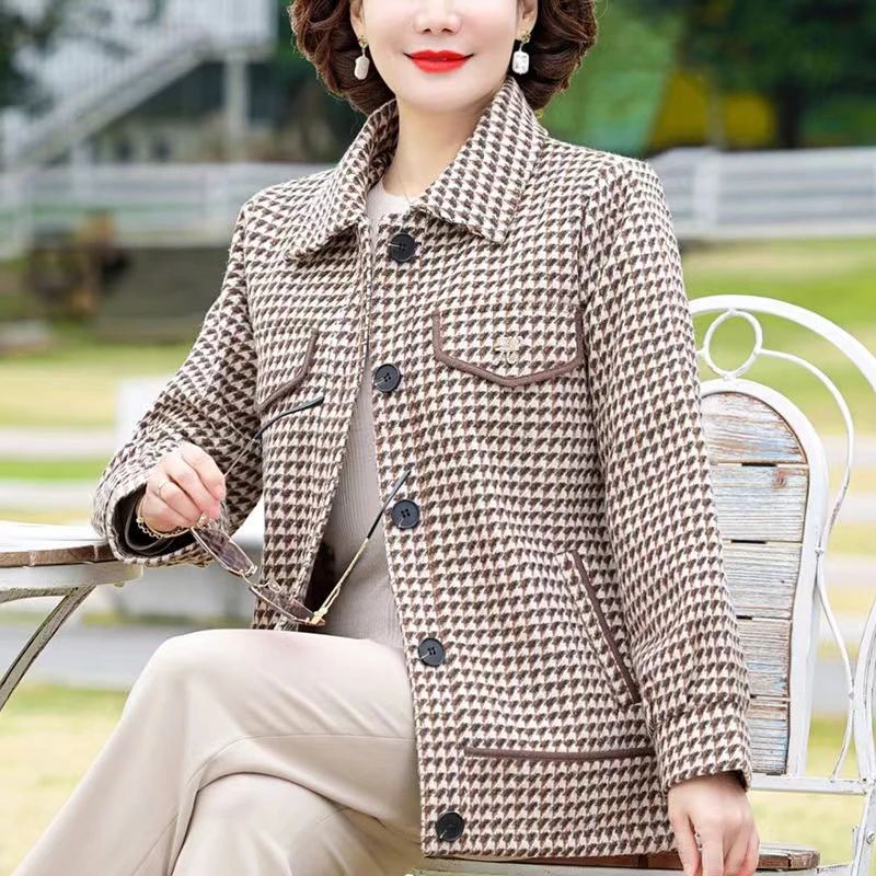 2838-毛呢外套女中年妈妈装秋冬季新款毛呢大衣宽松上衣(A1-3-4)