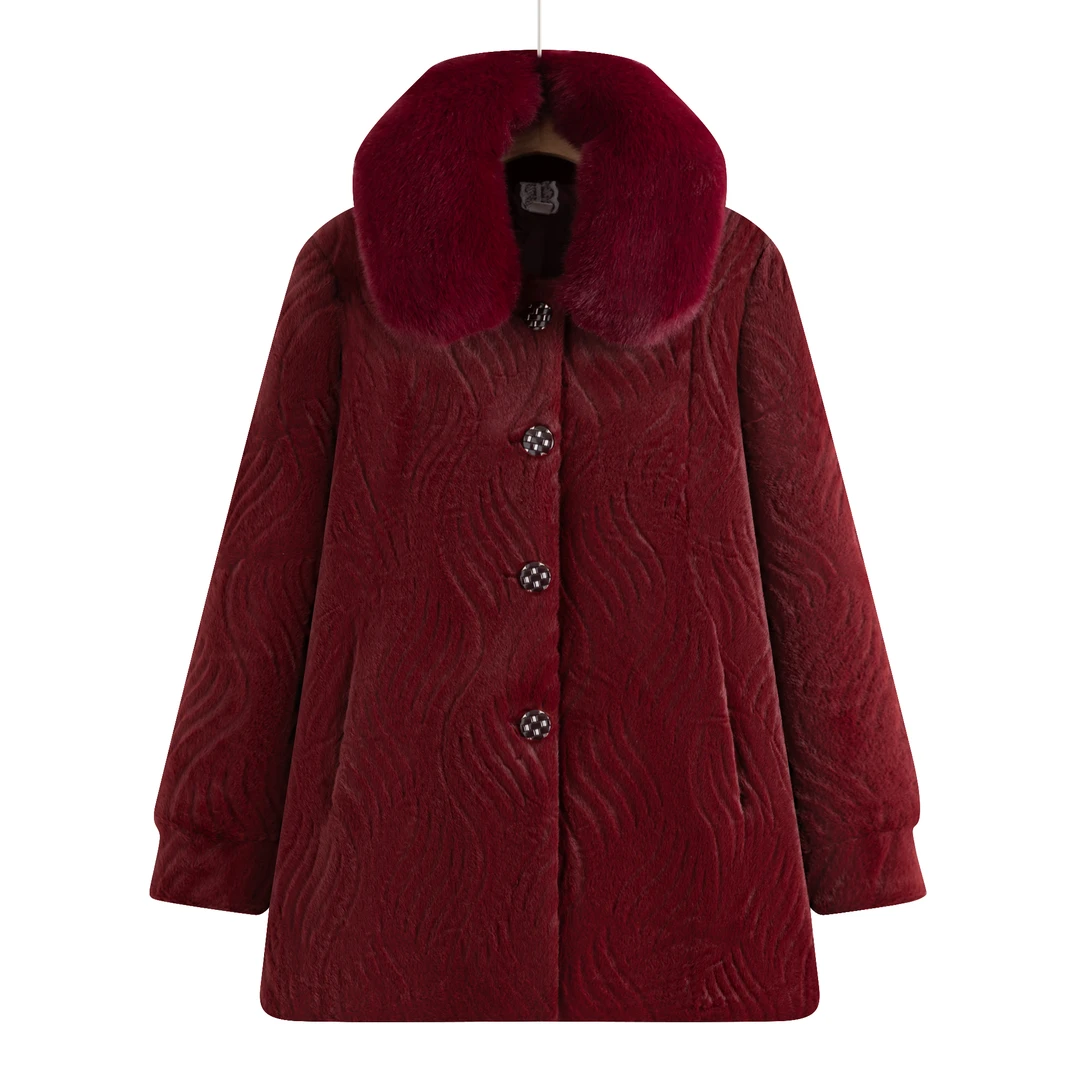 7370 高档妈妈冬装外套中老年人女加厚棉衣奶奶大衣