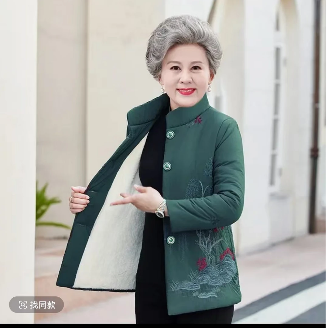 5074 妈妈装秋冬长袖体恤袖衬衫中老年女装国风外套 3号仓