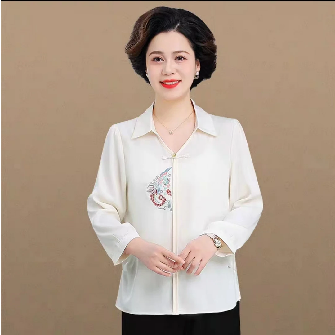 6040 时尚拼接上衣中老年女装洋气减龄衬衫 老仓库一楼