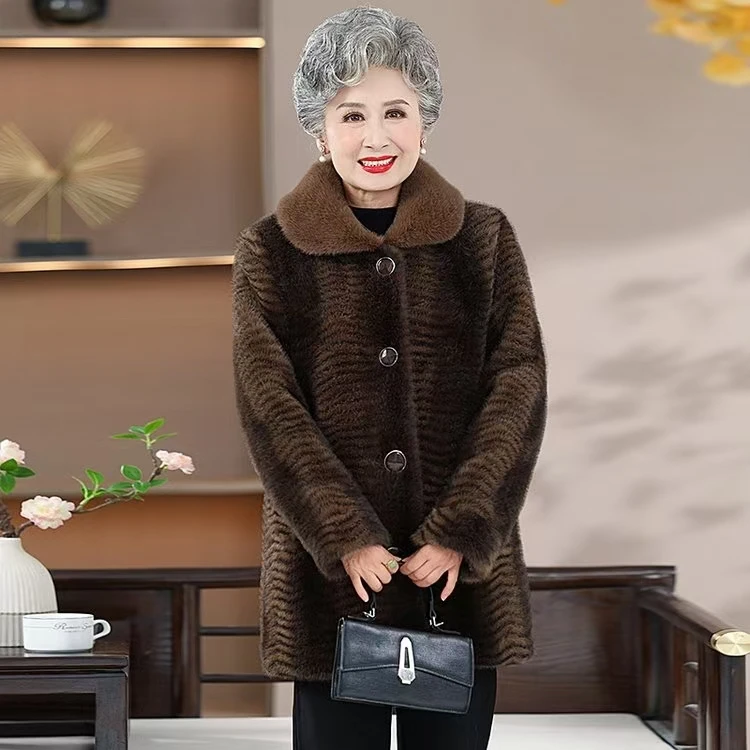 7504冬季老年人妈妈装外套高档气质保暖大衣（李亚）