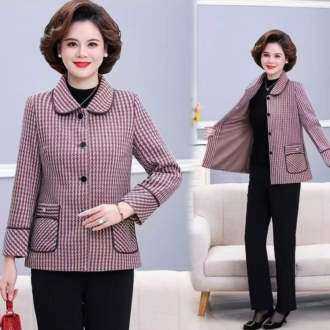 6044 -新款春秋冬装外套短款女士中老年国风外套五楼西