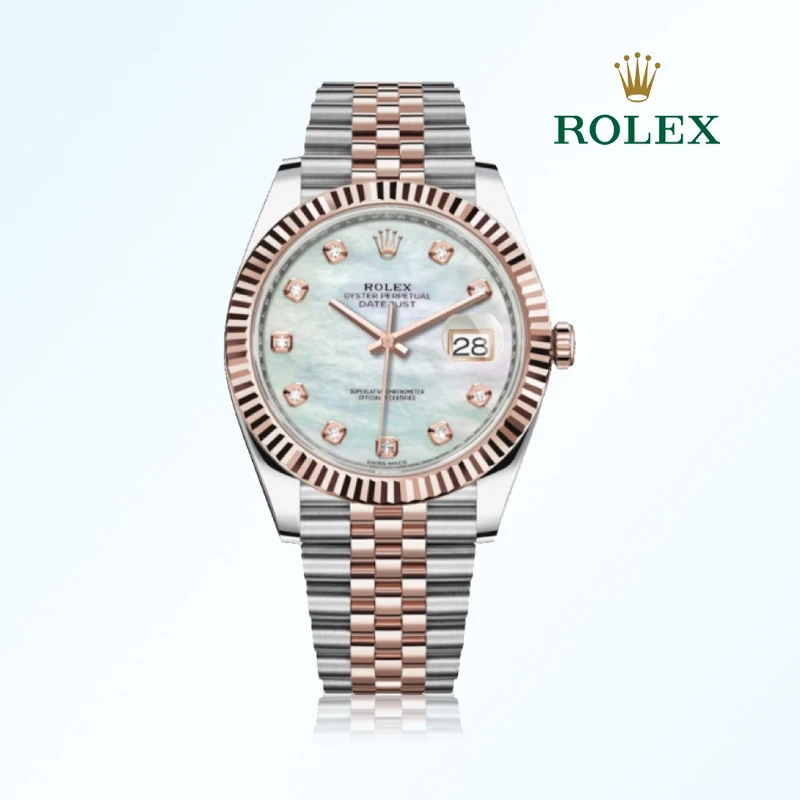 99新 Rolex/劳力士 日志玫瑰金贝母带钻/41mm/公136800名表