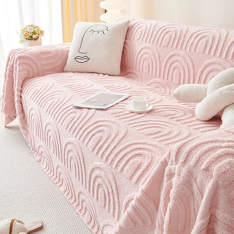 舒棉绒ins风沙发盖布巾沙发毯全包万能沙发套罩冬季毛绒防滑坐垫