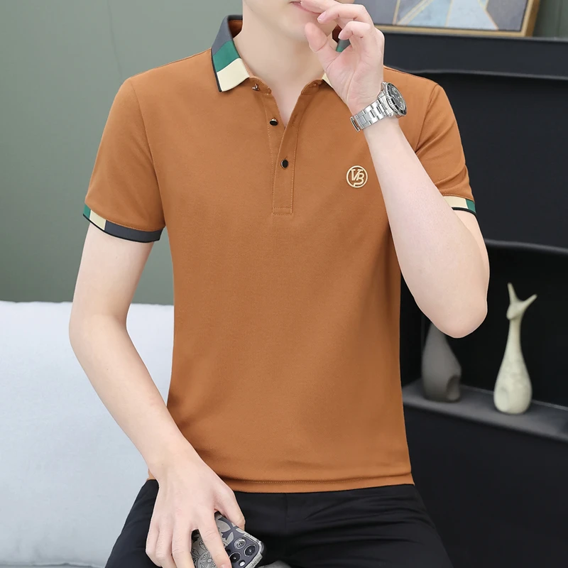 珠地棉夏季男士翻领短袖t恤polo衫半袖T恤休闲上衣男装潮流体恤衫