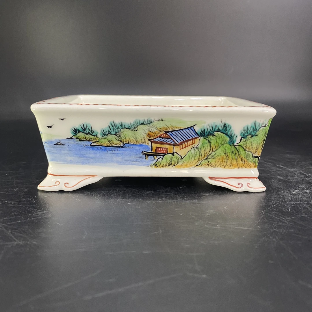 景明盆艺云脚长方手绘花盆星宇盆中国宜兴紫砂盆釉盆简约高档花盆