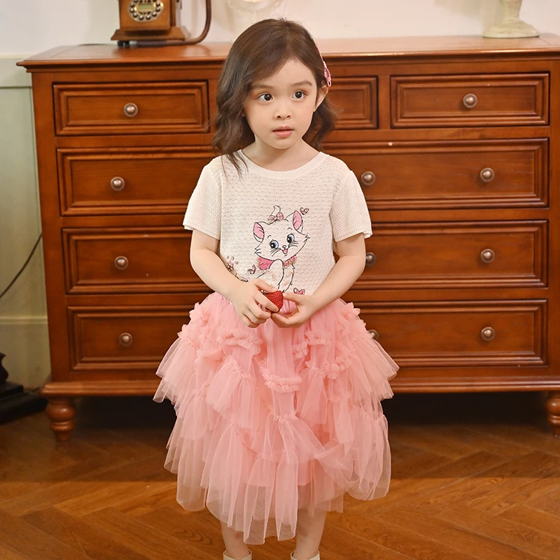 （001-005）女童夏季卡通短袖儿童韩版女童百搭裙子纯棉透气夏短袖