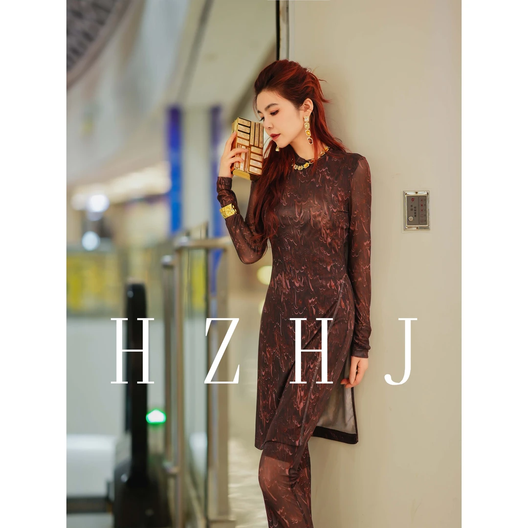 HZHJ新款原创设计师款 深棕雅韵 套装裤显白显瘦高端轻奢洋气638