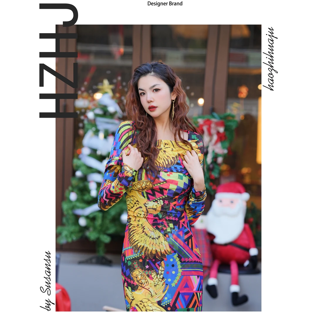 HZHJ新款 大黄鹰长袖连衣裙 显瘦高级感轻奢通勤（戴帽款）LYQ1660