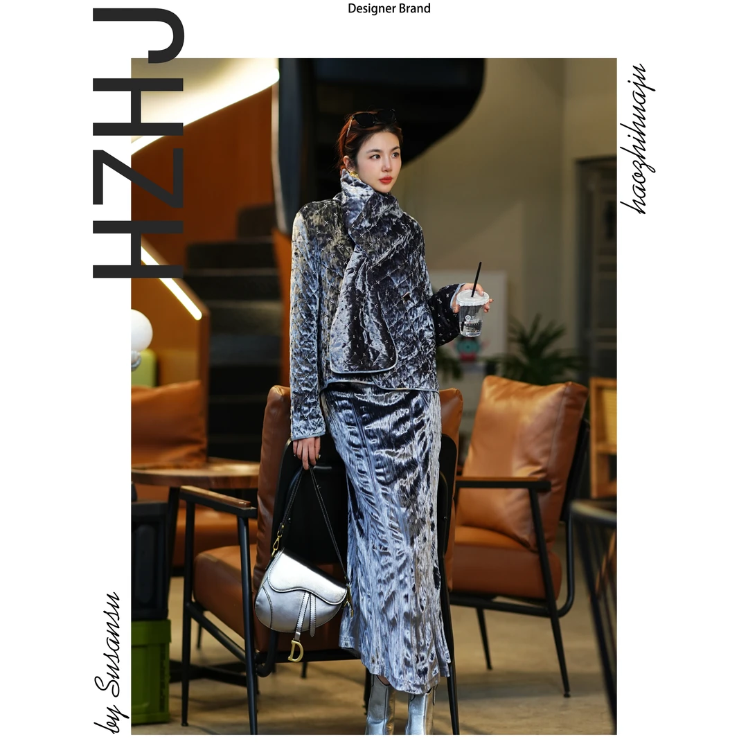 HZHJ新款 银色山泉外套 显瘦显白气质高端 859