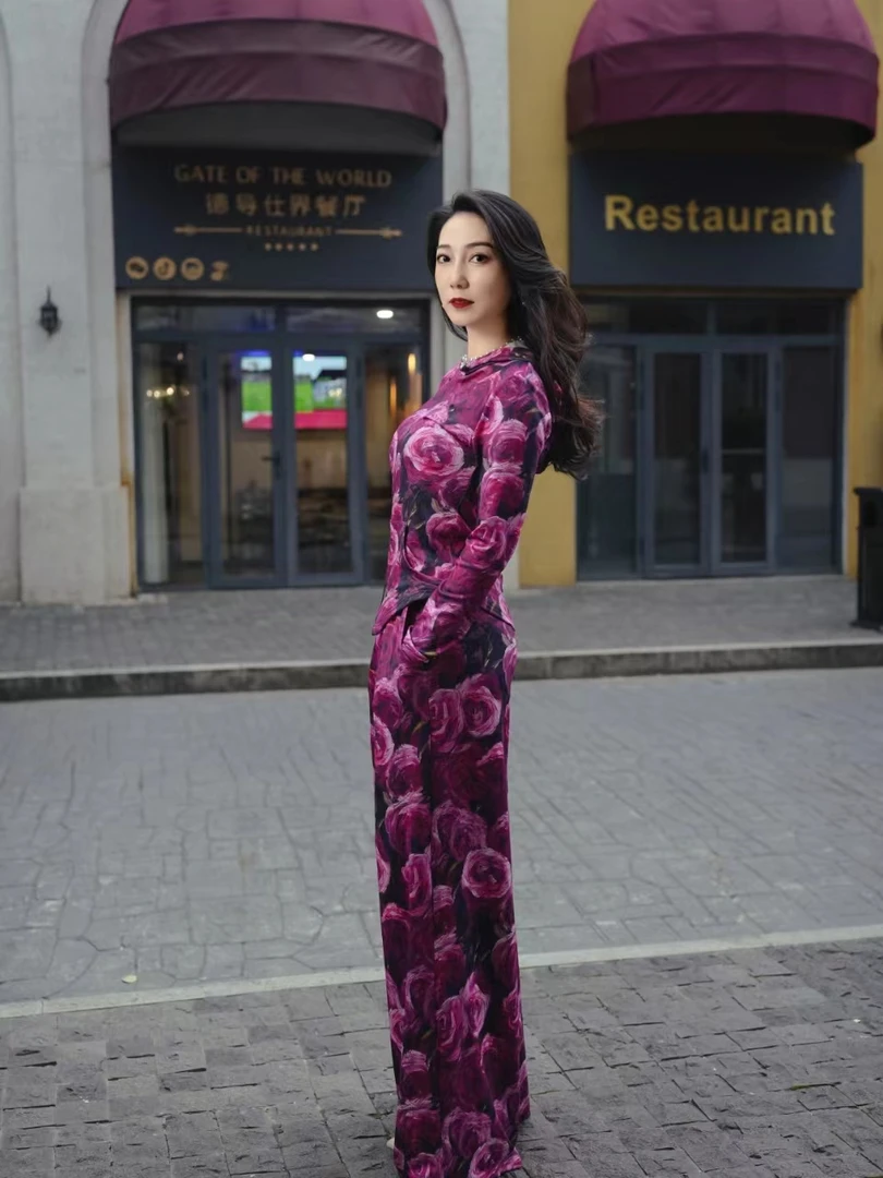 HZHJ新款原创设计师款 红玫红 套装裤显白显瘦高端轻奢1459