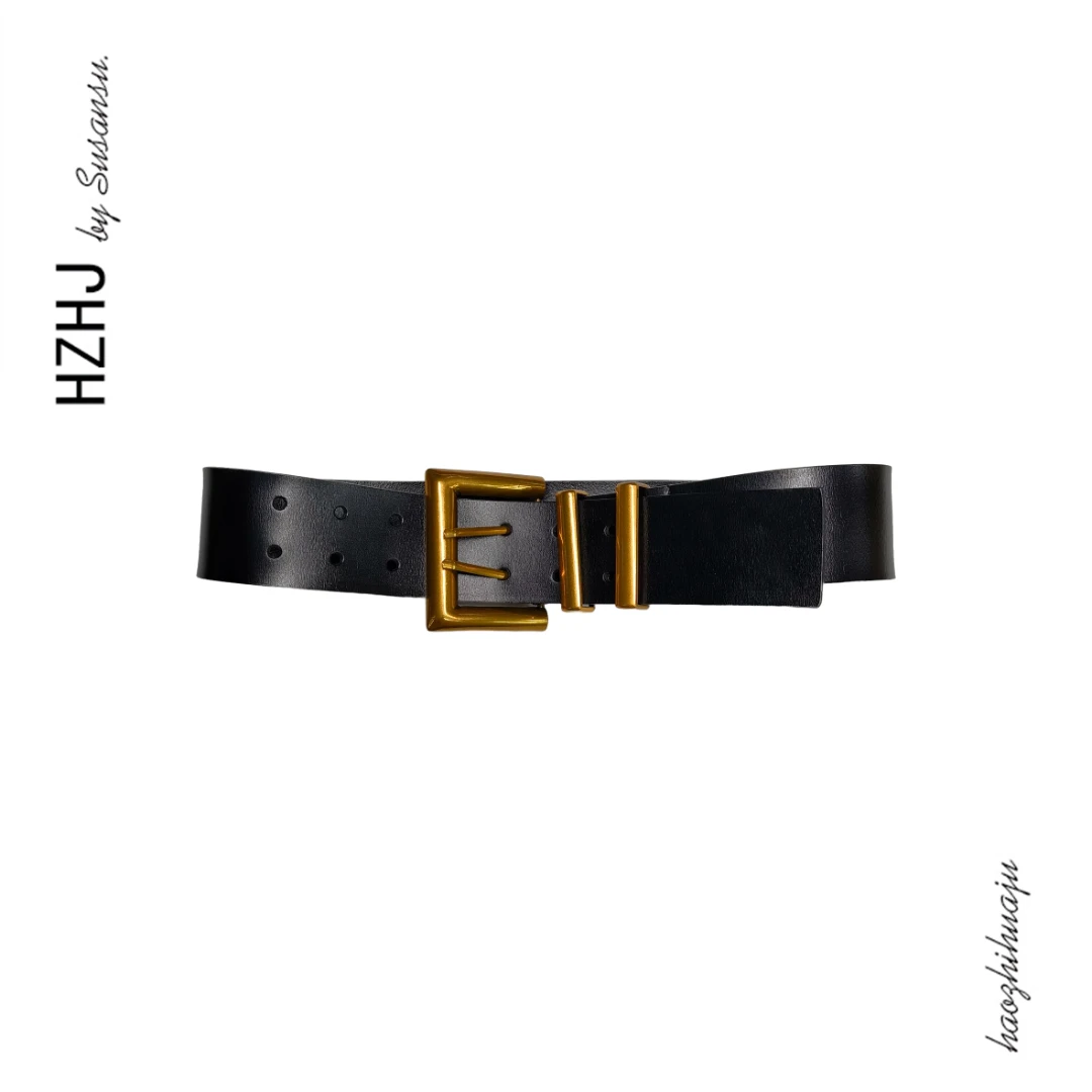 HZHJ周边 黑色金扣重工腰带0003