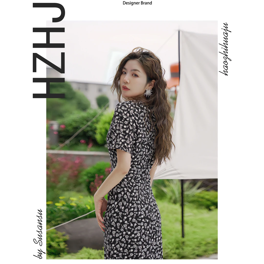 HZHJ原创漫天碎花连衣裙大牌设计师款高级春夏款小众优雅086