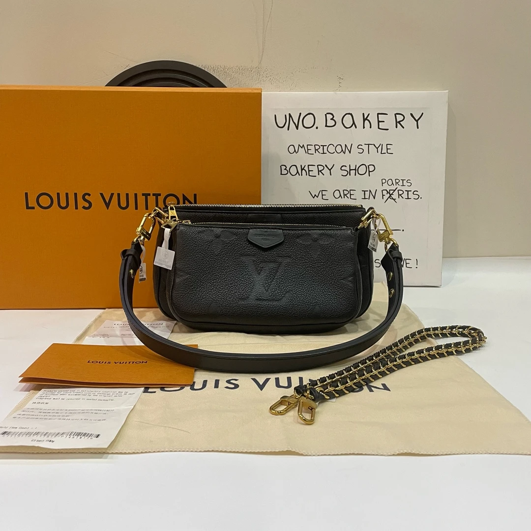 95新 LouisVuitton/路易威登 【蔡包紫】黑色四合一