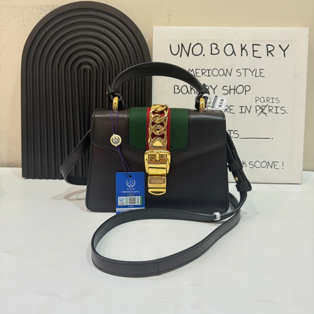 95新 GUCCI/古驰 【蔡包紫】黑金塞尔维亚小号