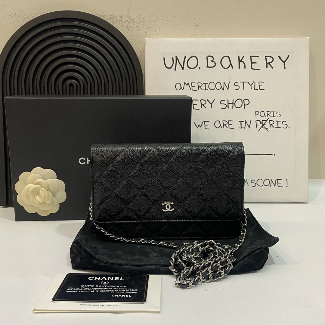 99新 Chanel/香奈儿 【蔡包紫】黑银发财woc单肩包