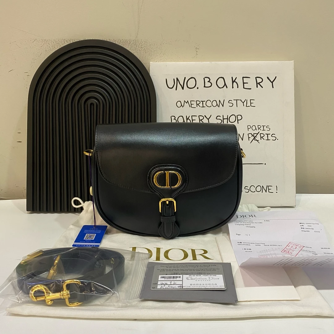 95新 DIOR/迪奥 【蔡包紫】黑金bobby单肩包