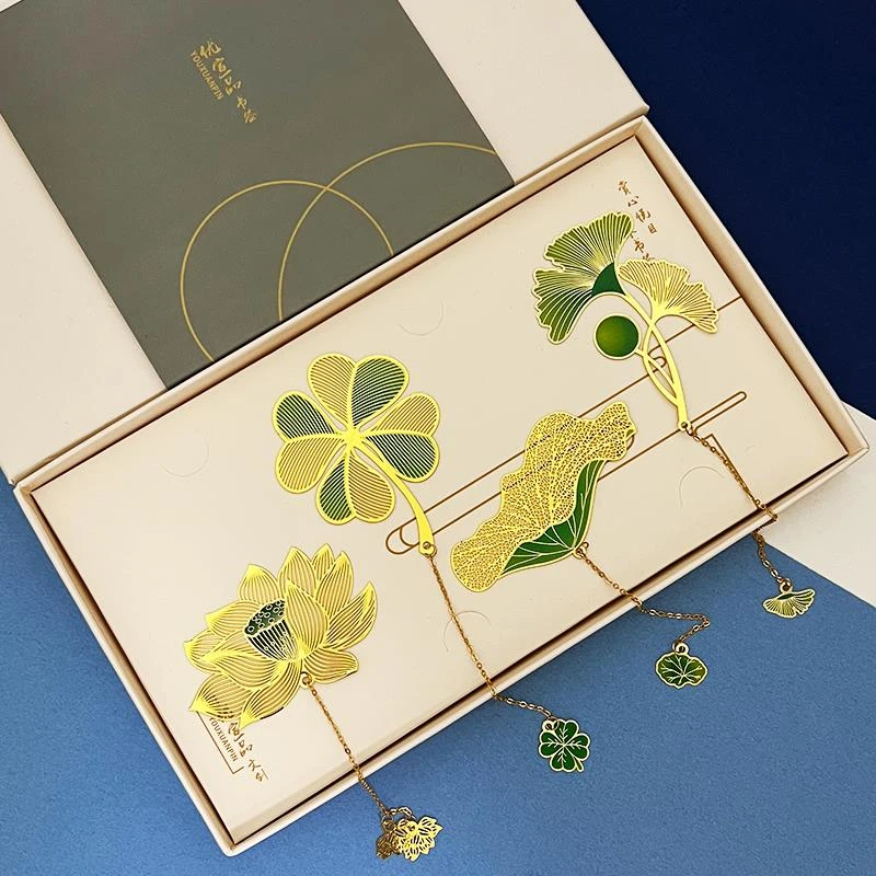 老师学生日礼物定制刻字镂空四叶草书签金属古典中国风精美文创四