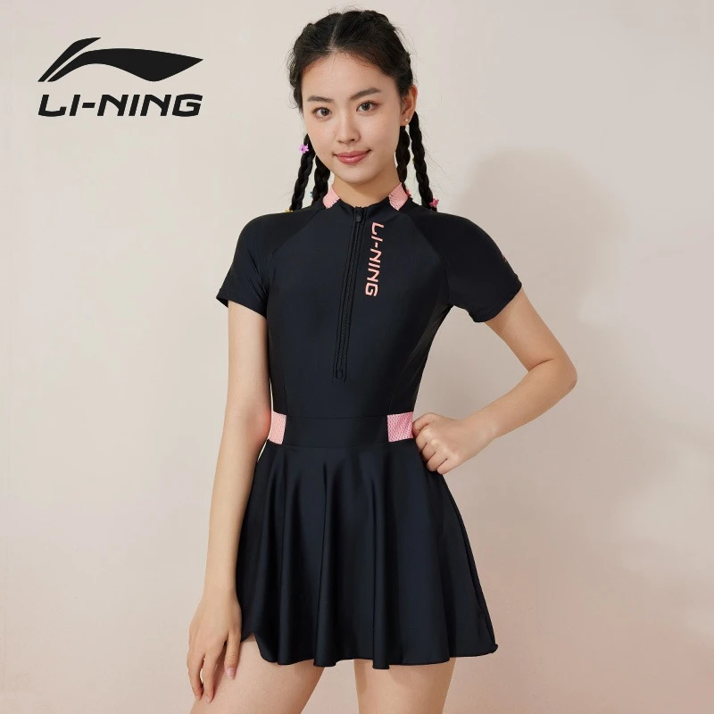 LI-NING/李宁连体泳衣女款微胖遮肚显瘦保守游泳衣温泉高级感泳衣