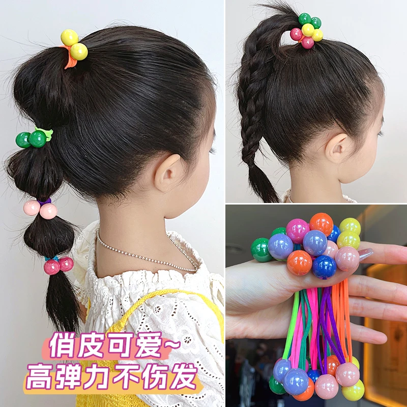 儿童韩版双头头绳女童彩色皮筋发饰宝宝头饰小女孩发圈高弹力发绳