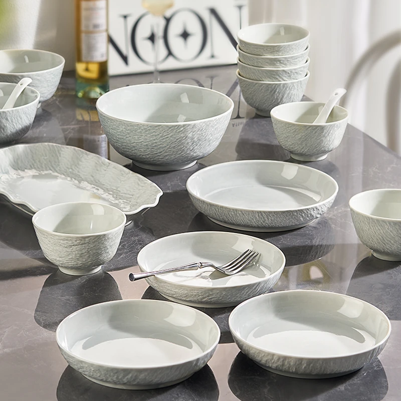 摩登灰散件轻奢ins 风简约陶瓷餐具套装家用结婚乔迁新居碗筷碗盘