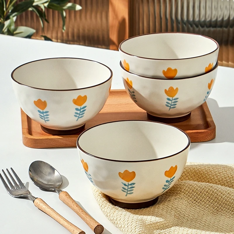 小黄花品类陶瓷米饭碗家用小碗2022新款碗碟套装餐具吃饭碗