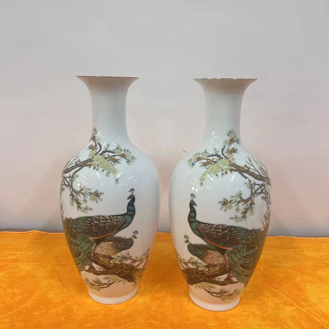 景德镇陶瓷摆件中式摆件玄关摆件吉祥春晖观音瓶一对（沈岩）