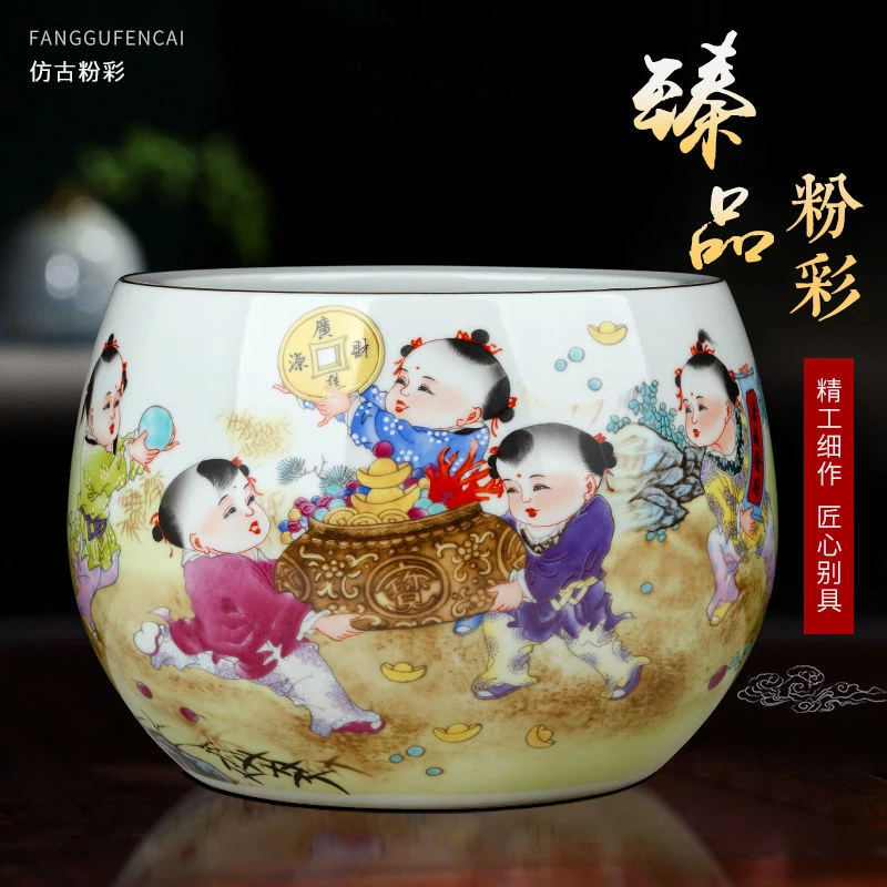 景德镇陶瓷 招财进宝聚宝盆（金青霞）