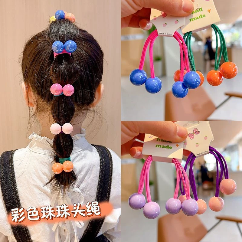 新款球球儿童头绳双头皮筋不伤发头绳扎头发糖果球头饰扎马尾发饰