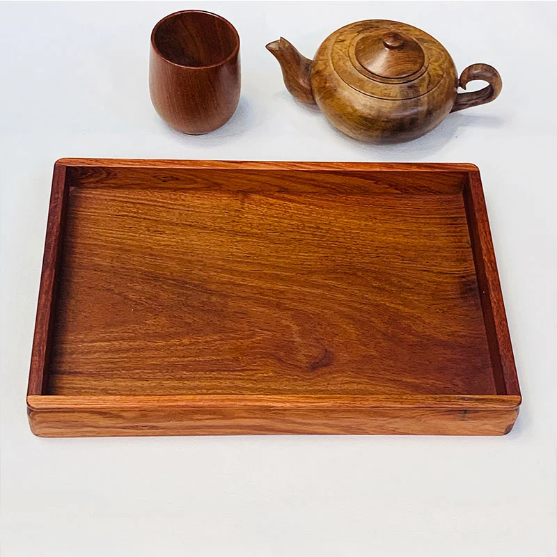 原木原色长方形家用桌面餐具收纳中式简约复古托盘30*20*3.5cm