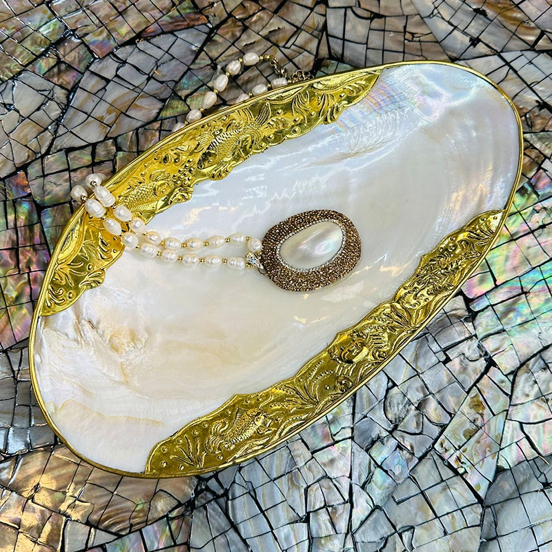 天然大贝壳点心盘零食果盘化妆品收纳盘家居日用客厅收纳