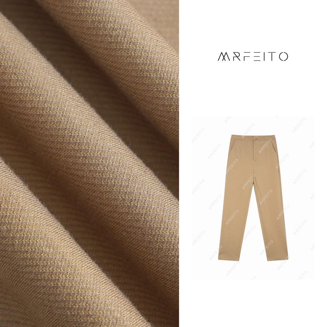 MRFEITO【林下清风】休闲纯色显瘦直筒女士雅赛尔西裤H115K01Q26546