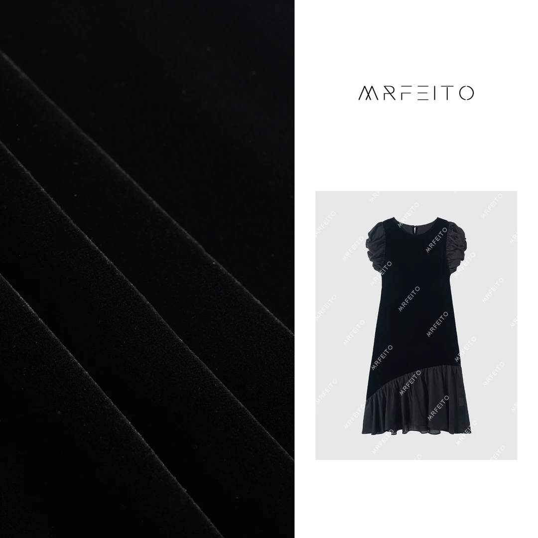 MRFEITO时尚赫本风拼接气质显瘦女士连衣裙H16Q01X26073
