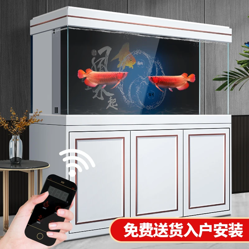 专业订制玩家级新款轻奢龙鱼缸家用客厅大型落地水族箱隔断底滤