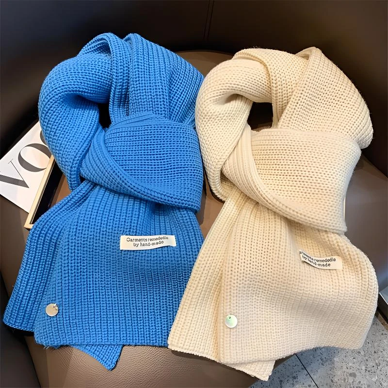 贝壳围巾~新款小众女冬季韩版纯色百搭针织羊毛围巾加厚保暖围脖