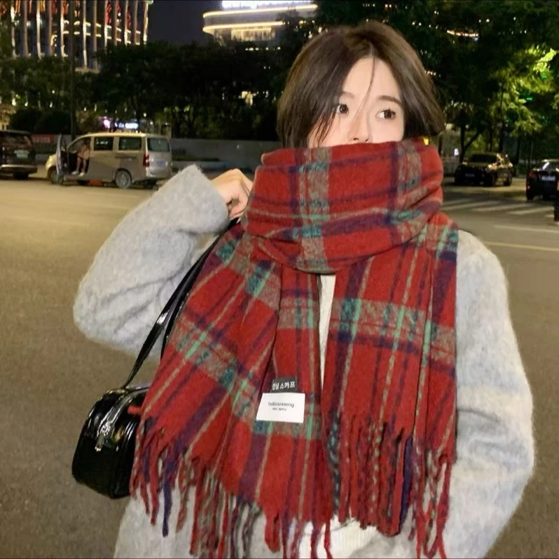 氛围感滴神~2025新款爆款围巾女秋冬季百搭保显白暖韩版格子围脖