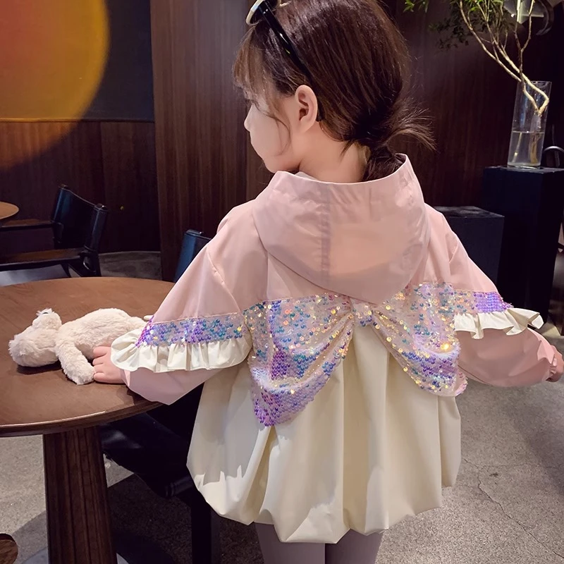 女童外套秋装2023新款儿童上衣洋气女孩韩版连帽风衣宝宝时髦春秋