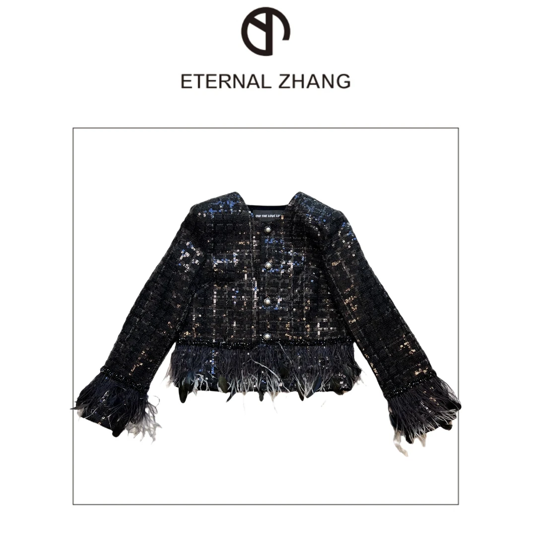 【ZY-原创&设计】高定系列亮片毛毛外套 W0049