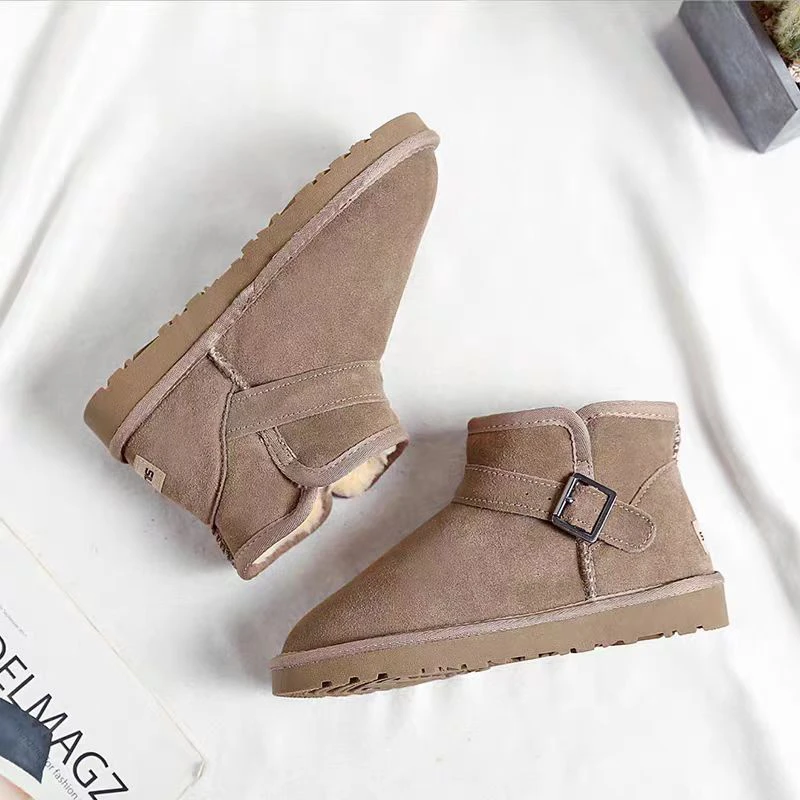 5855男士真皮加厚绒休闲雪地靴