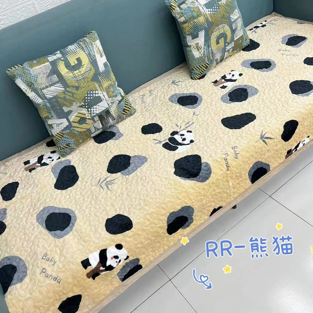 【荣荣家居】熊猫-秋冬款牛奶绒单人床盖沙发垫多功能垫【 90*200】