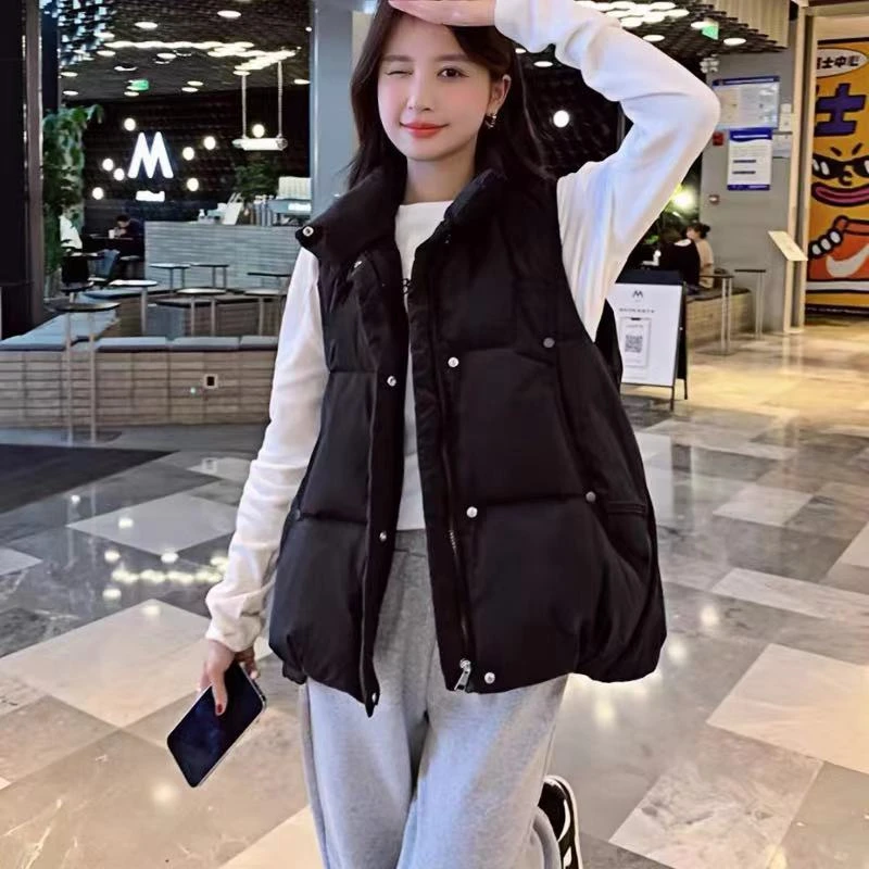 羽绒马甲女2023新款白鸭绒加厚羽绒服宽松百搭短款马甲背心外套女