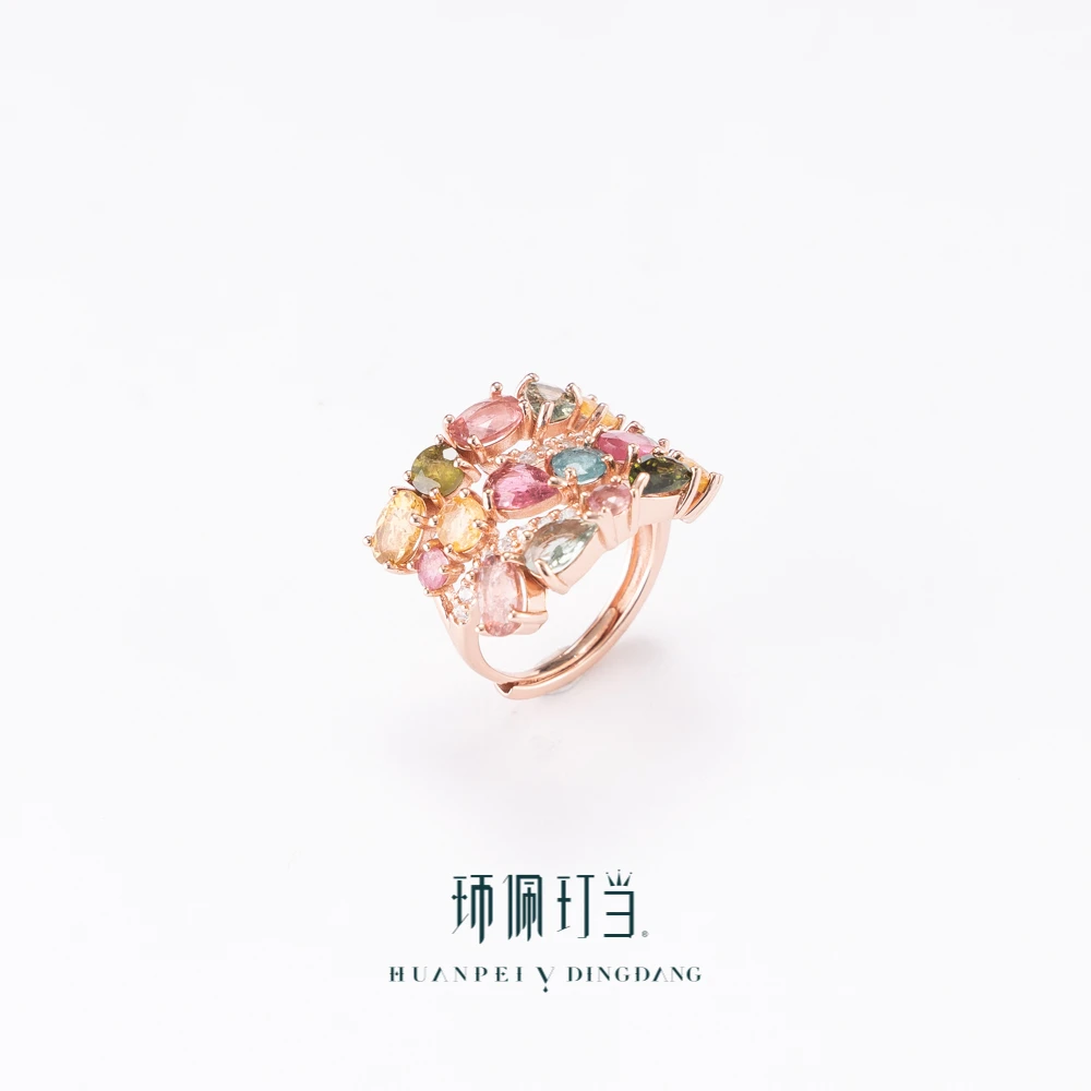 环佩玎当【异象专享·现】光风霁月s925银碧玺戒指（多样性发货）