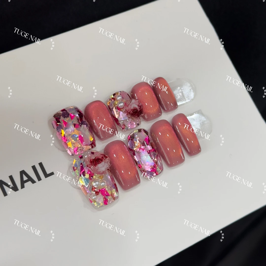 TugeNail “漫山遍野” 春夏渐变猫眼美甲气质简约穿戴甲TGT213