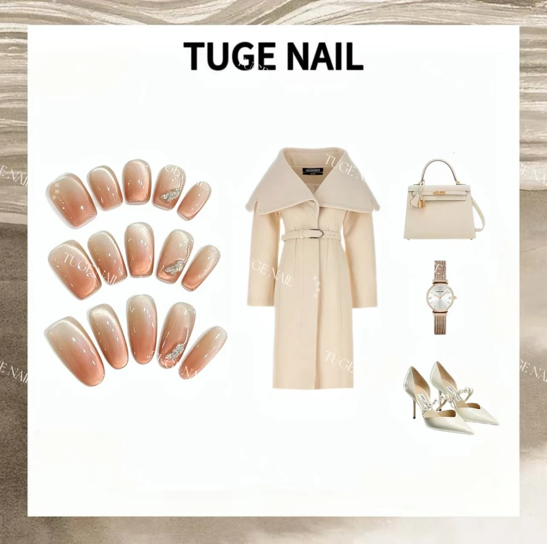 TugeNail“爱丽丝"秋冬显白渐变猫眼美甲 建构显瘦高级穿戴甲-芬达