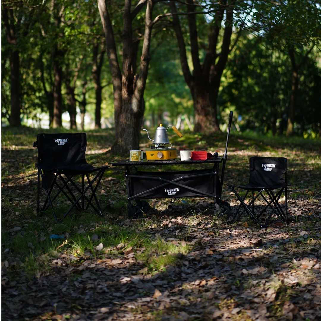 标准款小推车套装   卡其色车+卡其色椅+木纹色桌子