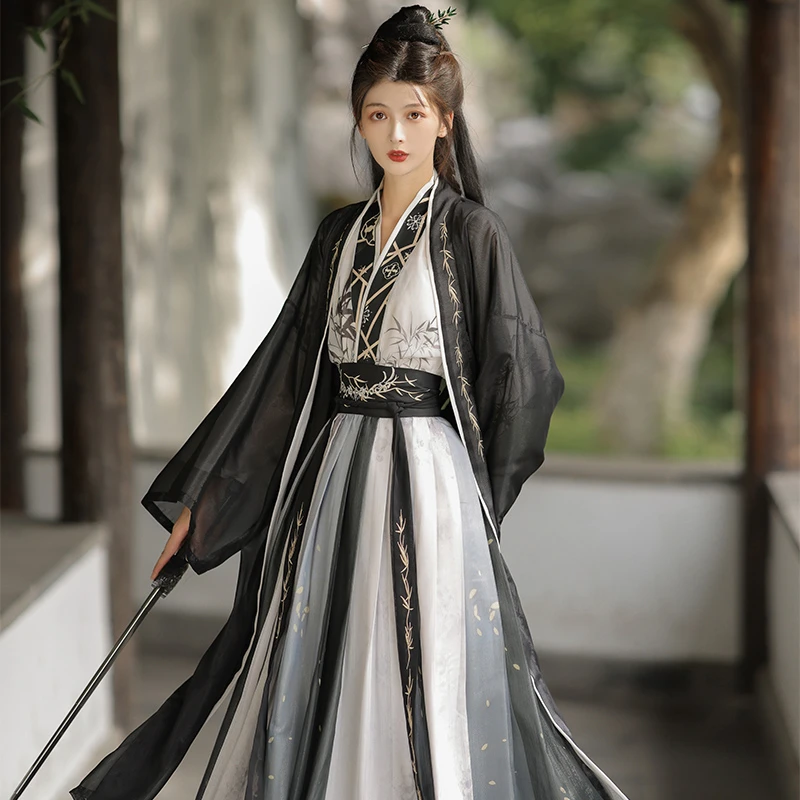 宋制原创曹县汉服古装男女同款长褙子齐腰国风水墨日常武侠风春秋