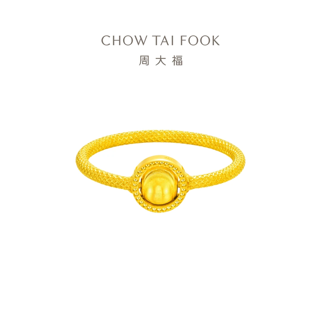 【周大福38礼遇】ING系列时来运转猫眼足金黄金戒指@R30137