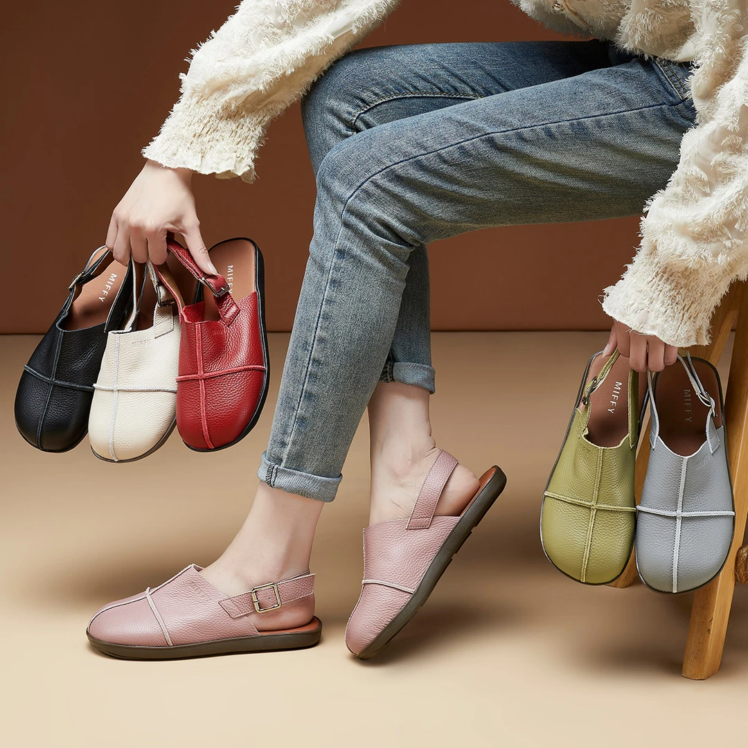 BK313头层牛皮拖鞋2024新款软底敲软敲舒适防滑轻便女拖鞋